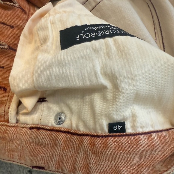 Viktor & Rolf size 48 (12-14) Women's Boot Cut Jeans in orange/crème EUC - Picture 10 of 15